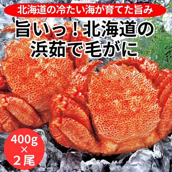 旨いっ！北海道の浜茹で毛がに　400g×２尾◆共栄水産